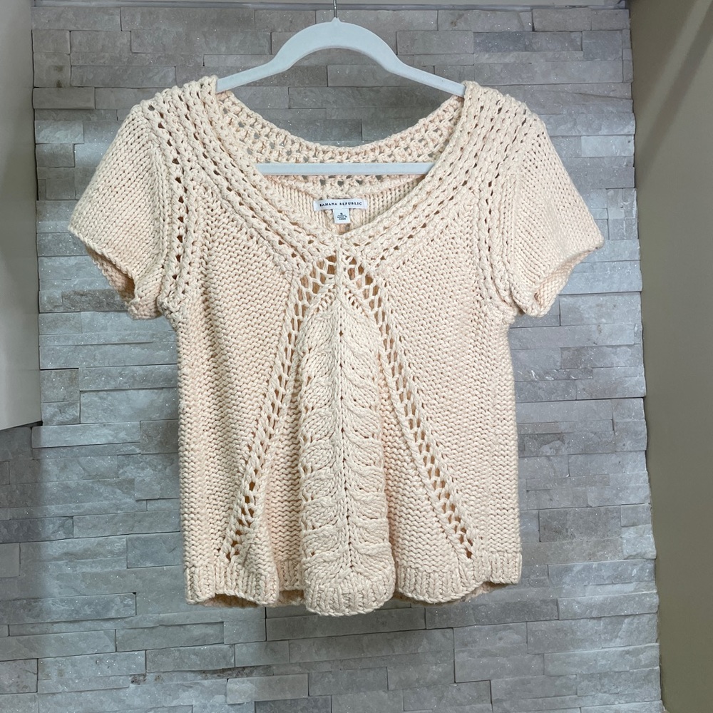 Banana Republic Crochet Short Sleeve Top Small